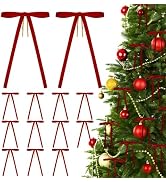 KINGLAKE Vintage Velvet Christmas Bows – 24pcs 5×7'' Red Velvet Bows for Christmas Tree Holiday W...