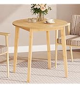 HOOBRO Bamboo Dining Table, Round Dining Table for 2, 27.5