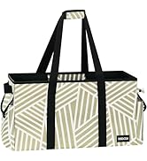 DSDCDJ Sturdy Extra Large Utility Tote Bag with Hard Bottom & Hard Sides, Collapsible Oversized T...