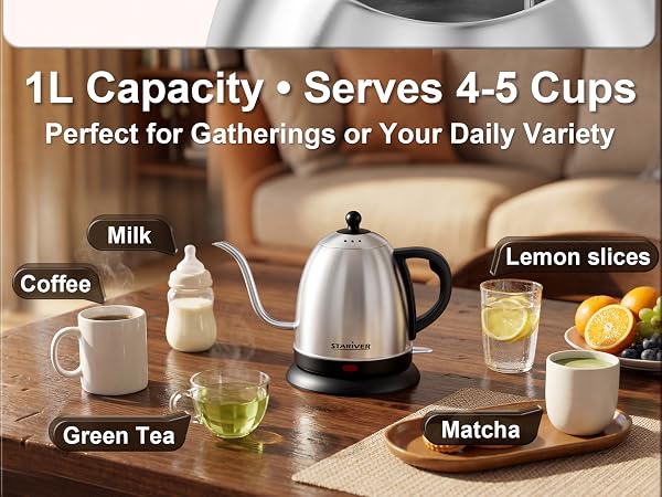 1L Capacity Serves 4-5 Cups