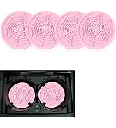 4PCS Silicone Car Coasters,Unique Spider Web Non-Slip Car Cup Holder Coaster Car Interior Accesso...