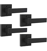 Probrico Matte Black Square French Doors Half-Dummy Handles, Heavy Duty Closet Balcony Pantry Har...