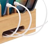 Bamboo Charging Stations for Multi Devices, Wood Desktop Docking Station Charger Organizer for Ce...