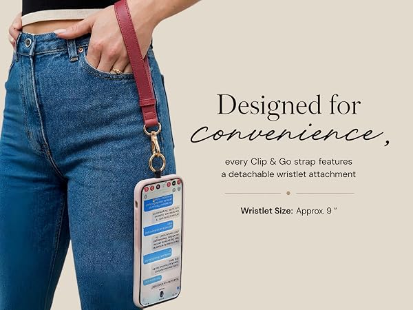 Designed for Convenience. Comes with a detachable wristlet.