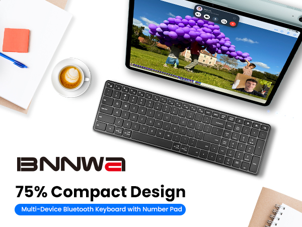 Multi-Device Bluetooth Keyboard with Number Pad