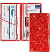 Car Registration and Insurance Card Holder, Vehicle License Document Glove Box Compartment Organi...
