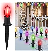 C9 Christmas Pathway Lights Outdoor, 24.2 Feet 20 LED String Lights With Stakes, Waterproof Conne...