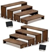 HBlife 2 Set Widened Wood Display Risers for Vendor Events, Stackable Modular Cupcake Stand Buffe...