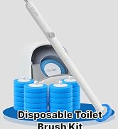 Disposable Toilet Cleaning System + 30 Pre-Loaded Disposal Toilet Bowl Brush Wand Scrub Refill Heads