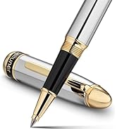 BEILUNER 315 Luxury Rollerball Pen, Stunning Silver Chrome with 24K Gold Finish, Luxury Grade Cra...
