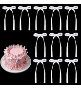 30 Pack Bow Cake Toppers White Ribbon Bows for Cake Bow Birthday Decorations Coquette Themed Bow ...