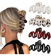 Claw Clips for Women 4Pcs Wavy Hair Clips for Thick Hair Non Slip Hair Clip Claw for Women's Hair...