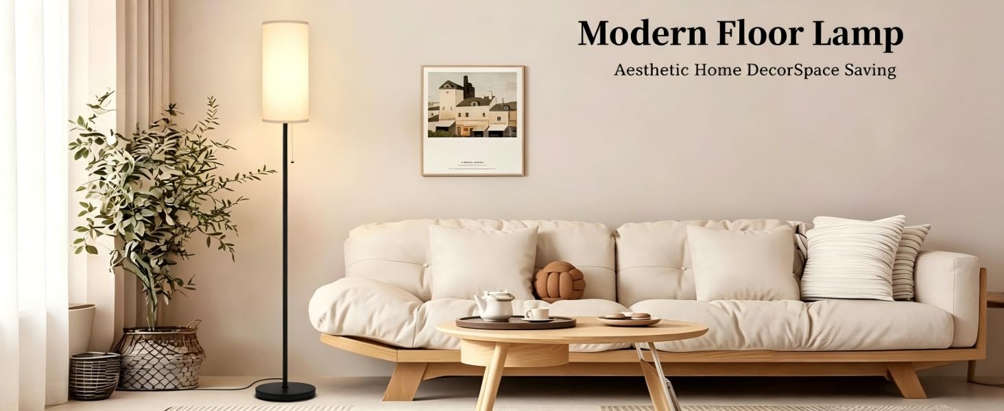 Floor Lamp Living Room Modern Standing Lamps Lampshade Minimalist Tall Lamp Chain Switch
