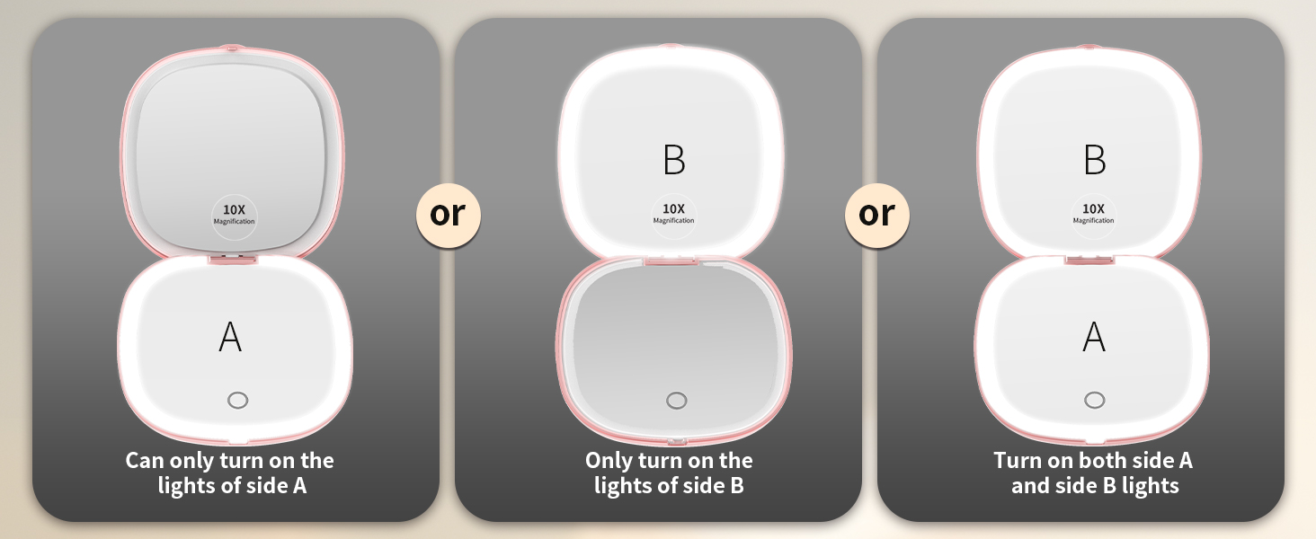compact mirror with light