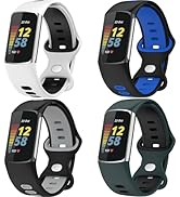 QHBAMD 4 Pack Compatible with Fitbit Charge 6 Watch Bands Women Men, Breathable Soft Silicone Spo...