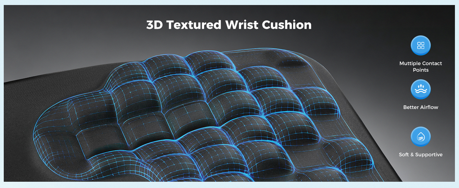 mouse pad with textured wrist cushion