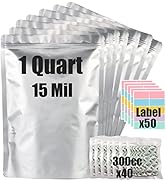 30pcs 1 Quart Mylar Bags for Food Storage (15 Mil Extra Thick 7.5 Mil Each Side) with Oxygen Abso...