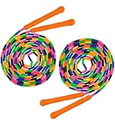 Coolrunner 16 FT Long Jump Rope(2 PACK), Double Dutch Jump Rope, Soft Beaded Skipping Rope for Ki...