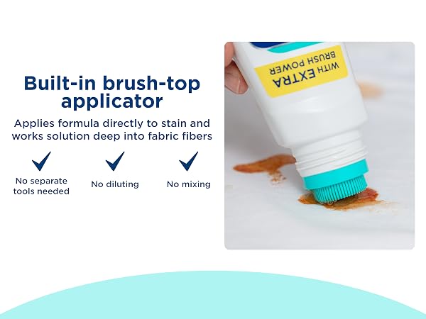 Carbona stain remover with built-in brush applicator for targeted stain treatment on fabrics