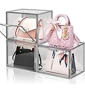 DILIBRA Set of 3 Plastic Purse Storage Organizer for Closet, Acrylic Display Case for Purse and H...