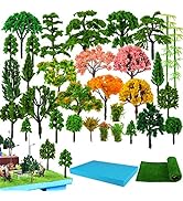 FUNSHOWCASE Model Trees with Foam Board, Grass Turf for Fairy Garden Landscape Scenery Train Arch...