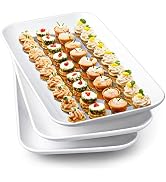 Large Serving Platter Set - Delling 14 inch Widened Large Serving Tray, White Rectangular Plates,...