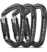 Locking Climbing Carabiners Heavy Duty - Favofit UIAA Certified Rock Climbing Clips for Climbers ...