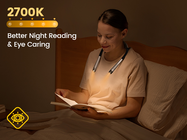 Glocusent Neck Light Book Light for Bedtime Reading Neck Reading Light
