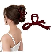 BUNLVDI 1Pcs Red Velvet Valentines Hair Claw Clips for Women Autumn Winter Shark Hair Clips Bow H...