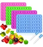 Palksky 4PCS Mini Fruit Snack Molds Silicone, Gummy Molds Trays with Dropper for Candy Chocolate ...