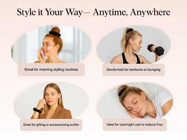 Kitsch Satin Scrunchies for Women - No Crease Hair Ties for Girls