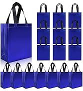 cabzymx 18 pcs Glossy Blue Small Gift Bags, 8 x 3.9 x 9.8 In Reusable Goodie Bags Bulk with Sturd...