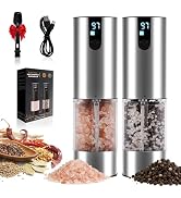 BCTILOP 120ml Electric Salt and Pepper Grinder Set Rechargeable with LED Light, Automatic Salt Pe...