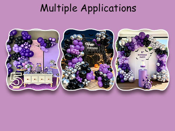 Black Purple silver balloons