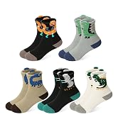 SPTRAMLE Boys Warm Socks, Kids Winter Socks for Toddler Boys (1-12 Years), 5 Pairs Thicken Crew S...