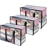 Vieshful 3 Pack 40L+60L+90L Clear Clothes Storage Bag, Zippered Closet Organizer, Plastic Storage...