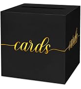 LIKAJON 1 Pack Black and Gold Card Box for Party, 8.7" Black Gift Card Box for Birthday, Wedding,...