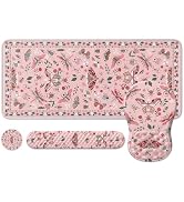 iLeadon Pink Large Desk Mat for Keyboard and Mouse,Ergonomic Massage Wrist Rest Set for Computer ...