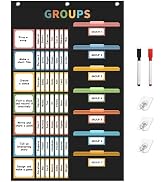 REGELETO Boho Small Group Management Pocket Chart with 114 Cards, Large Size 46 x 26.3 inch Class...