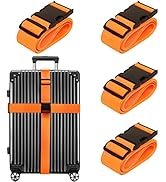 Luggage Straps for Suitcases TSA Approved Travel Belt 4 Pack by Chelmon (01 Orange)