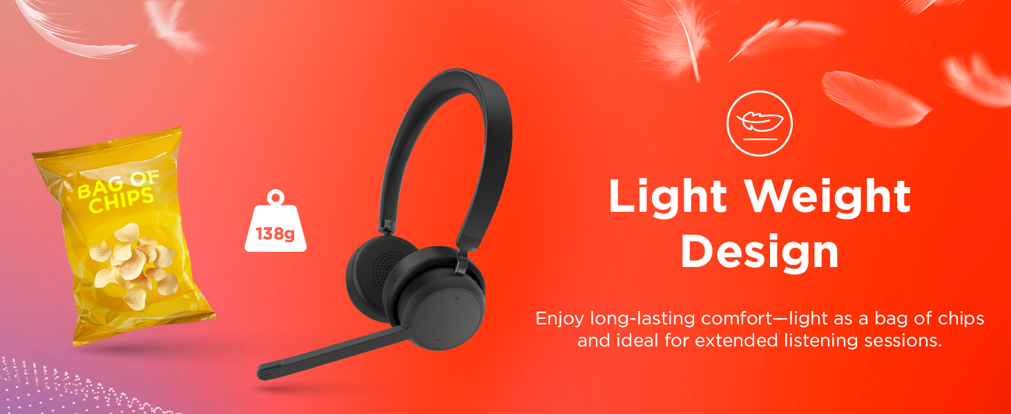 Light Weight- Lenovo Wireless Stereo Headset