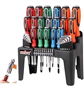 HORUSDY 44-Piece Magnetic Screwdriver Set with Go-Thru Steel Blades | High Torque, Plastic Racking