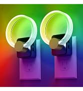L LOHAS LED Night Lights Plug into Wall, Changing RGB Night Light with Dusk to Dawn Sensor, 180° ...