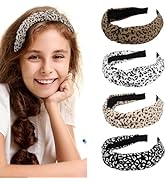 ACO-UINT 4 Pack Leopard Print Knotted Headbands for Women - Wide Knot Hair Accessories, Comfortab...