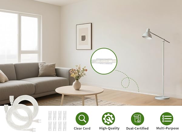 clear extension cord indoor thin