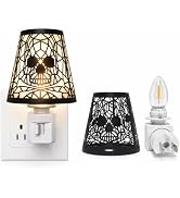 Removable Metal Shade Skull Plug-In Night Light, 2700K Halloween Lamp Decor | Removable metal sha...