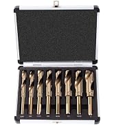 AIMLENTOOL Reduced Shank Drill Bit Set, 8PC High-Speed Steel 1/2” Reduced Shank Deming Large Dril...