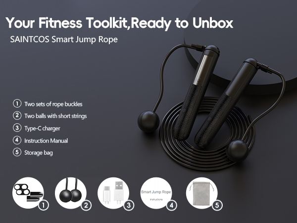 SaintCos Cordless Gravity Jump Rope, Smart Jump Rope with Counter for Gym, APP Data Analysis
