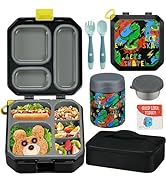 Itslife Bento Lunch Box Set for Kids with 12oz Soup Thermo&Lunch Bag, Leak-Proof Lunch Food Conta...