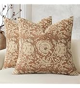 DKwizme Vintage Floral Print Throw Pillow Covers 18x18 Set of 2 Neutral Modern Farmhouse Pillowca...